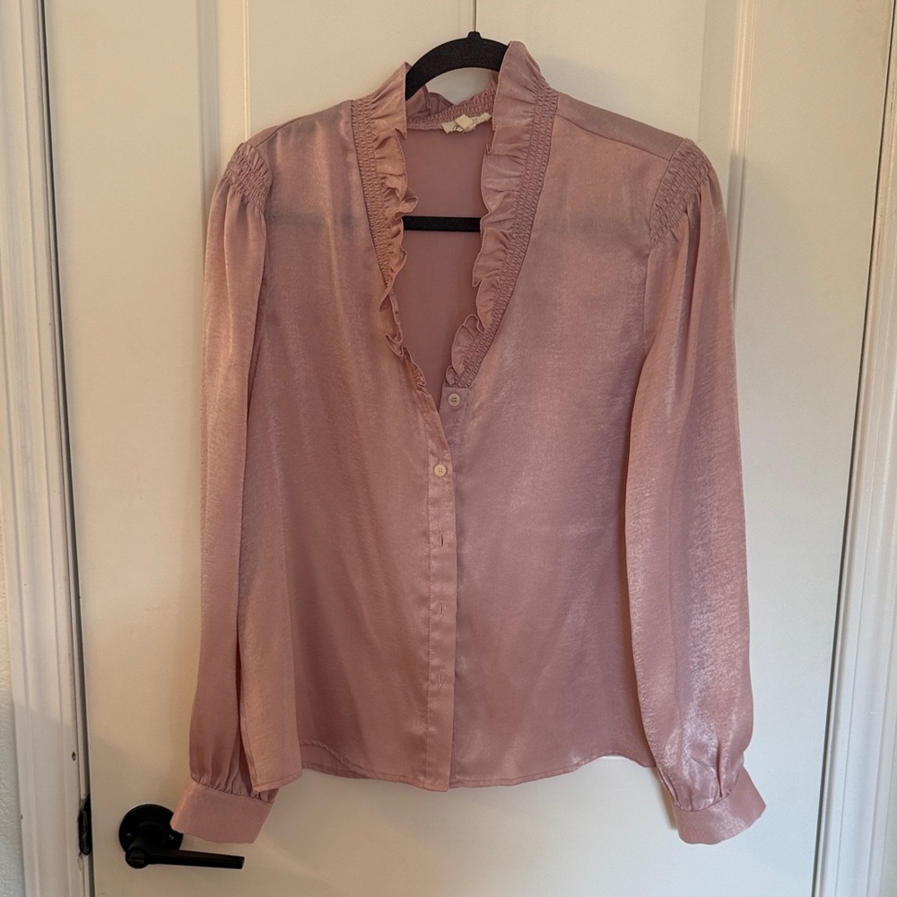 Mystree Blush Ruffle Blouse